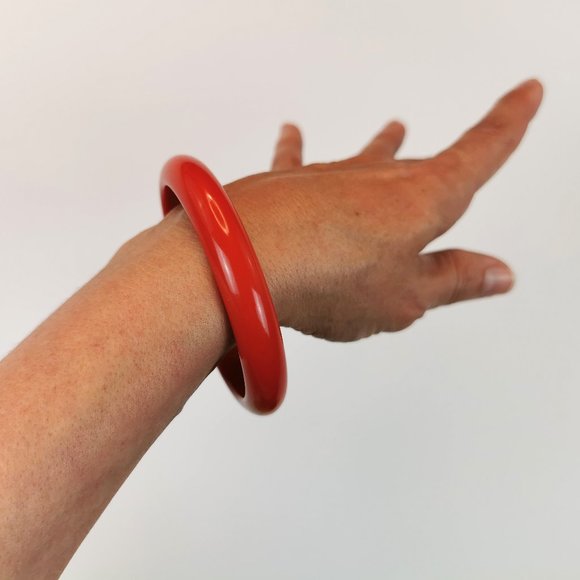 Red Plastic Vintage 1980s Bracelet - Picture 10 of 11